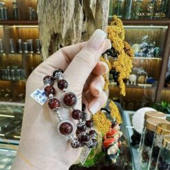 Vòng tay đá Thạch anh tóc đỏ mix bạc