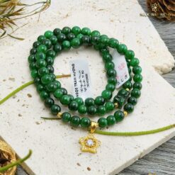 Vòng tay đá cẩm thạch 6 li mix charm vàng