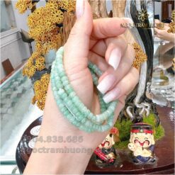Vòng tay đá cẩm thạch xanh lý táo bánh xe 6 li
