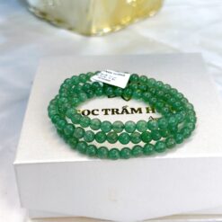 Vòng trầm hương từ thiên nhiên - Ngọc Trầm Hương Chuỗi thạch anh dâu xanh 5 li tự nhiên