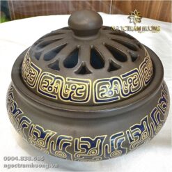 Vòng trầm hương từ thiên nhiên - Ngọc Trầm Hương Lư đốt trầm bằng sứ Bát Tràng màu nâu