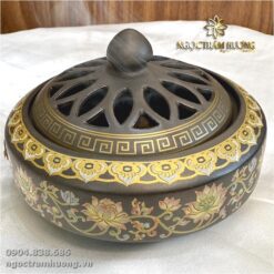 Vòng trầm hương từ thiên nhiên - Ngọc Trầm Hương Lư đốt trầm bằng sứ Bát Tràng màu nâu