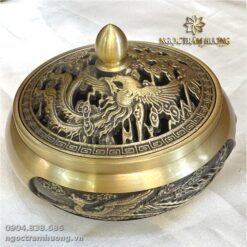Lư đốt trầm hình rồng phượng bằng đồng
