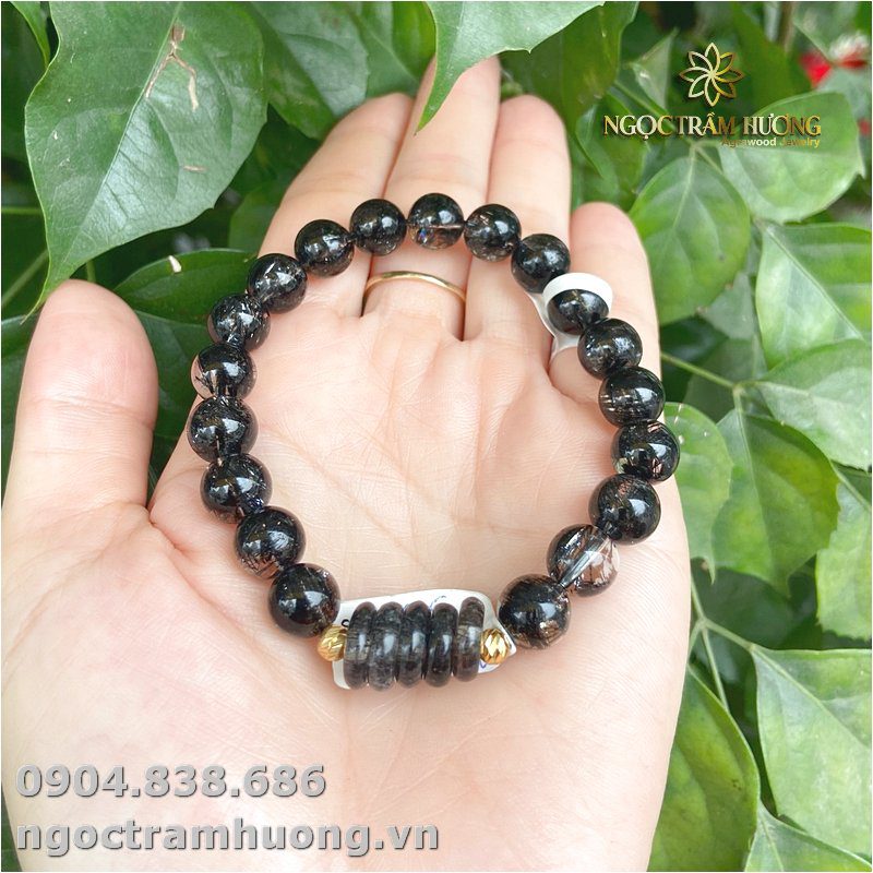 Vòng tay thạch anh tóc đen 9 li tự nhiên
